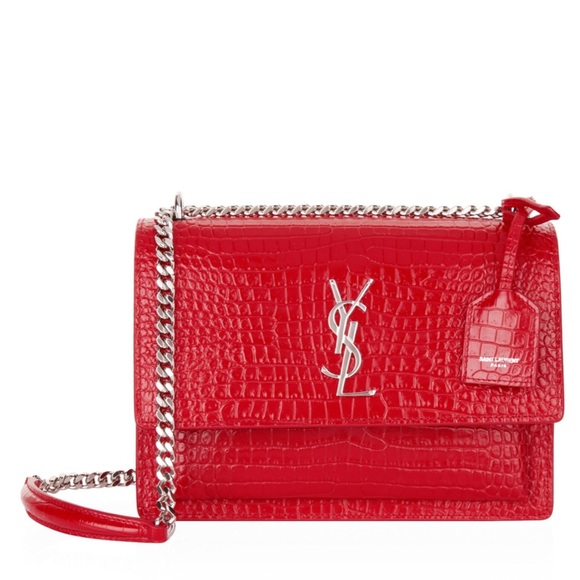🔥🔥🔥NEW YSL Saint Laurent Sunset crocodile embossed medium bag - Picture 3 of 15